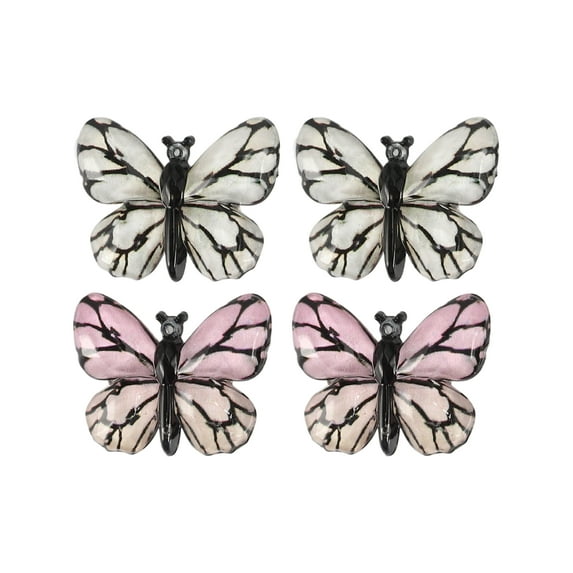 Unique Bargains 4 Pcs Elegant Hair Clips Hairdo Clips for Women 1.26"x0.98"x0.43" Pink White