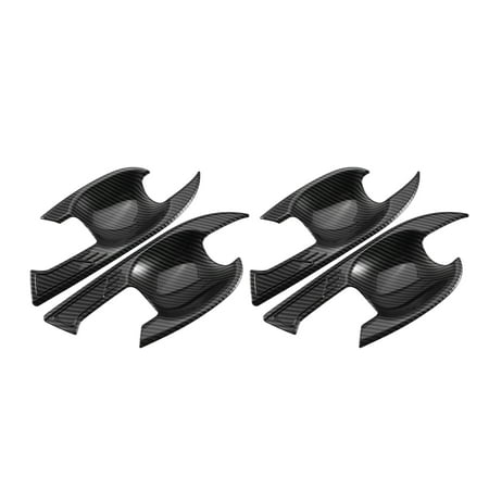 Unique Bargains 4 Pcs Exterior Door Handle Bowl Cover Decor Trim Protector for Toyota RAV4 Carbon Fiber Pattern Black