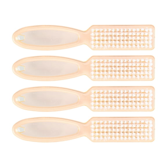 Unique Bargains 4 Pcs Fingernail Cleaner Nail Brush Fingernail Cleaning Tools with Plastic Handle Clear Orange