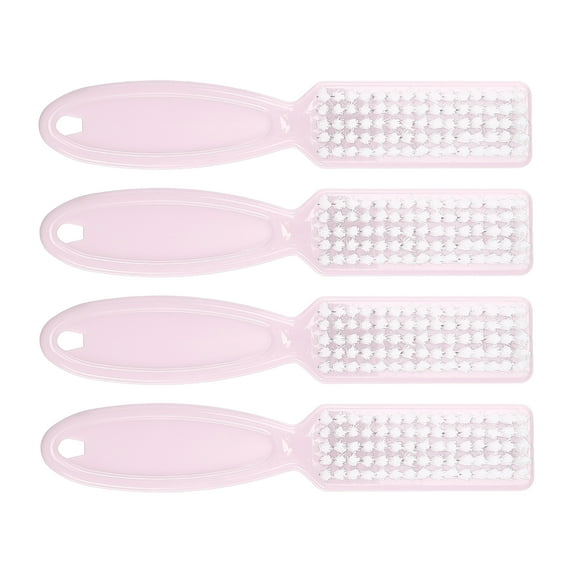 Unique Bargains 4 Pcs Fingernail Cleaner Nail Brush Fingernail Cleaning Tools with Plastic Handle Light Pink