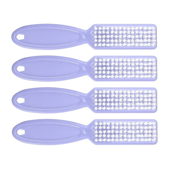 Unique Bargains 4 Pcs Fingernail Cleaner Nail Brush Fingernail Cleaning Tools with Plastic Handle Light Purple