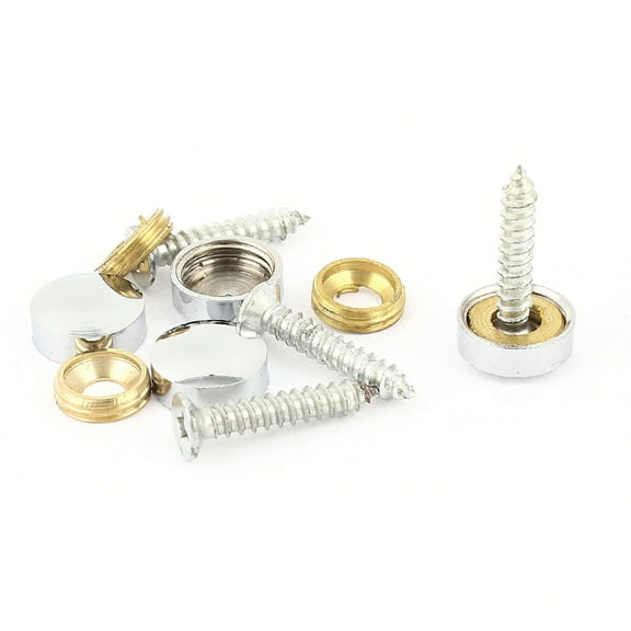 Unique Bargains 4 Pcs Fitting Parts Metal 12mm Diameter Screw Cap Mirror Nails Decoration Lid