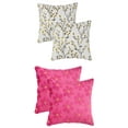 thumbnail image 1 of Unique Bargains 4 Pcs Floral Pattern Soft Throw Pillow Covers Yellow Flower/Dark Pink, 1 of 6