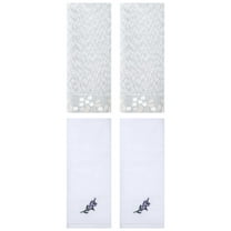 Unique Bargains 4 Pcs Floral Soft Hand Towel Grey/White 14" x 28"/13" x 29"