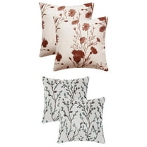 Unique Bargains 4 Pcs Floral Throw Pillow Covers Blue Flower/Flower-1 18" x 18"