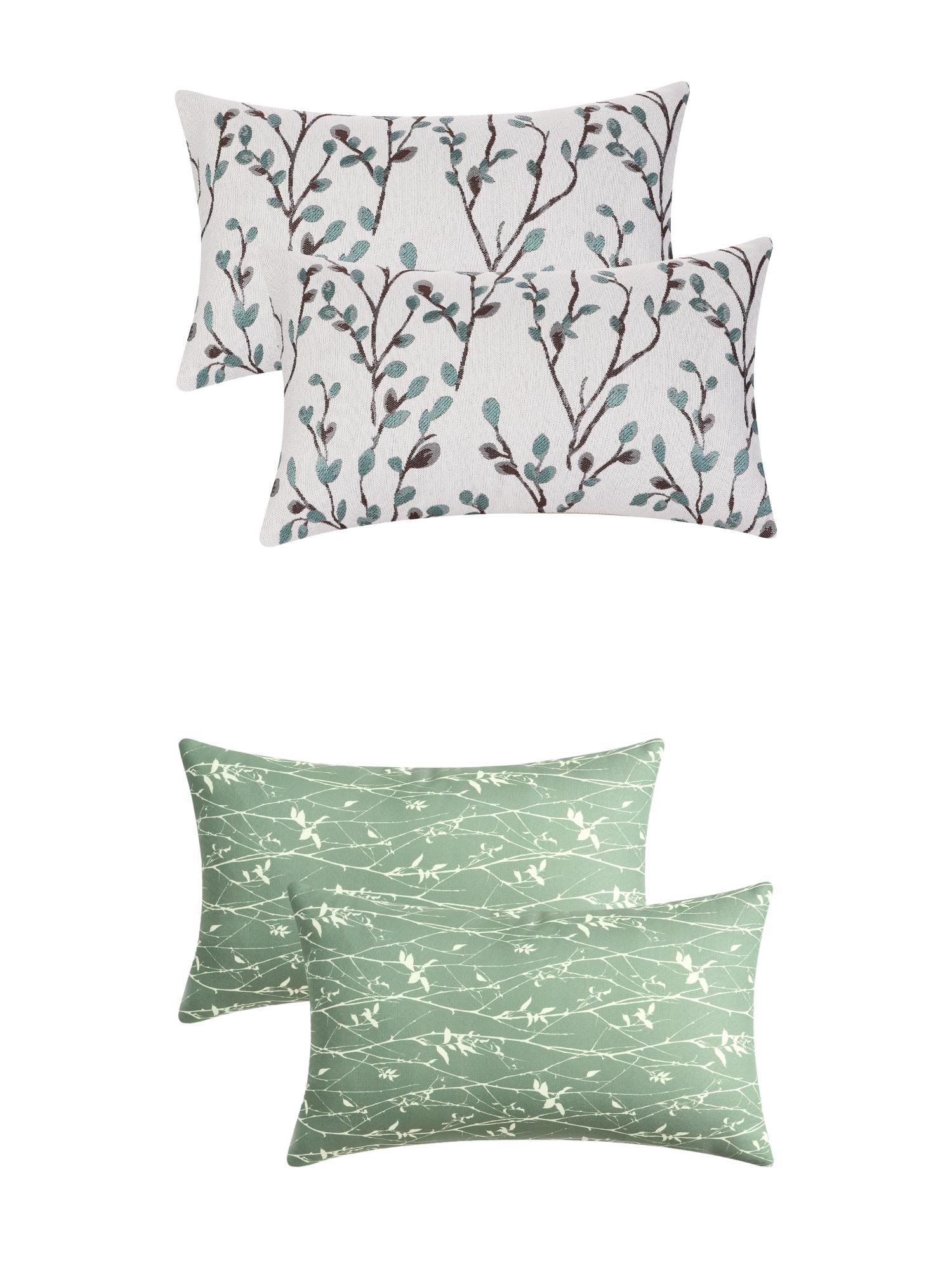 Unique Bargains 4 Pcs Floral Throw Pillow Covers Blue Flower/Flower-2 12" x 20"