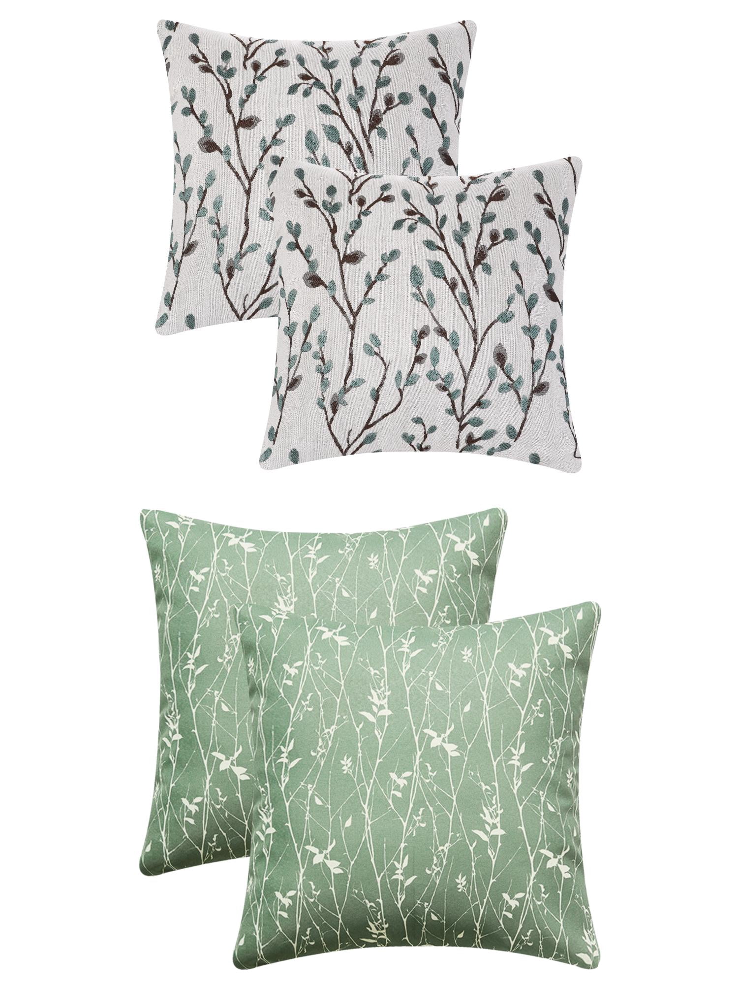 Unique Bargains 4 Pcs Floral Throw Pillow Covers Blue Flower/Flower-2 18" x 18"