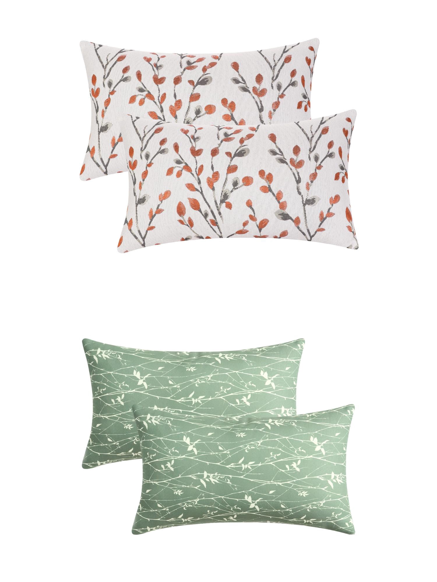 Unique Bargains 4 Pcs Floral Throw Pillow Covers Orange Flower/Flower-2 12" x 20"