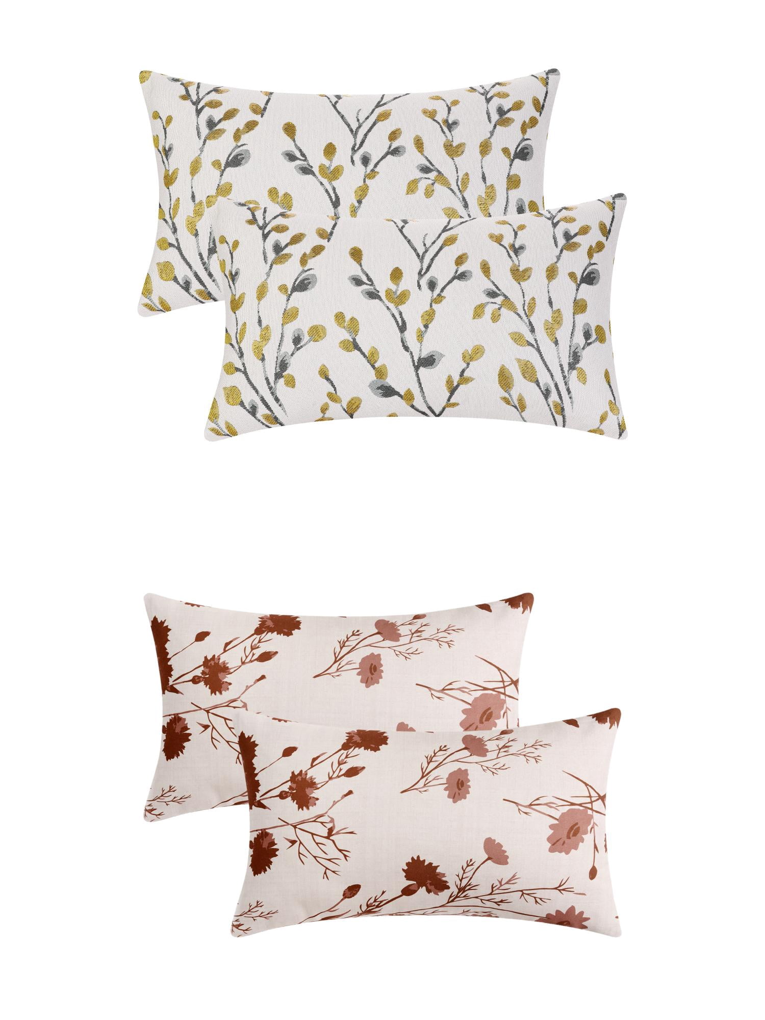 Unique Bargains 4 Pcs Floral Throw Pillow Covers Yellow Flower/Flower-1 12" x 20"