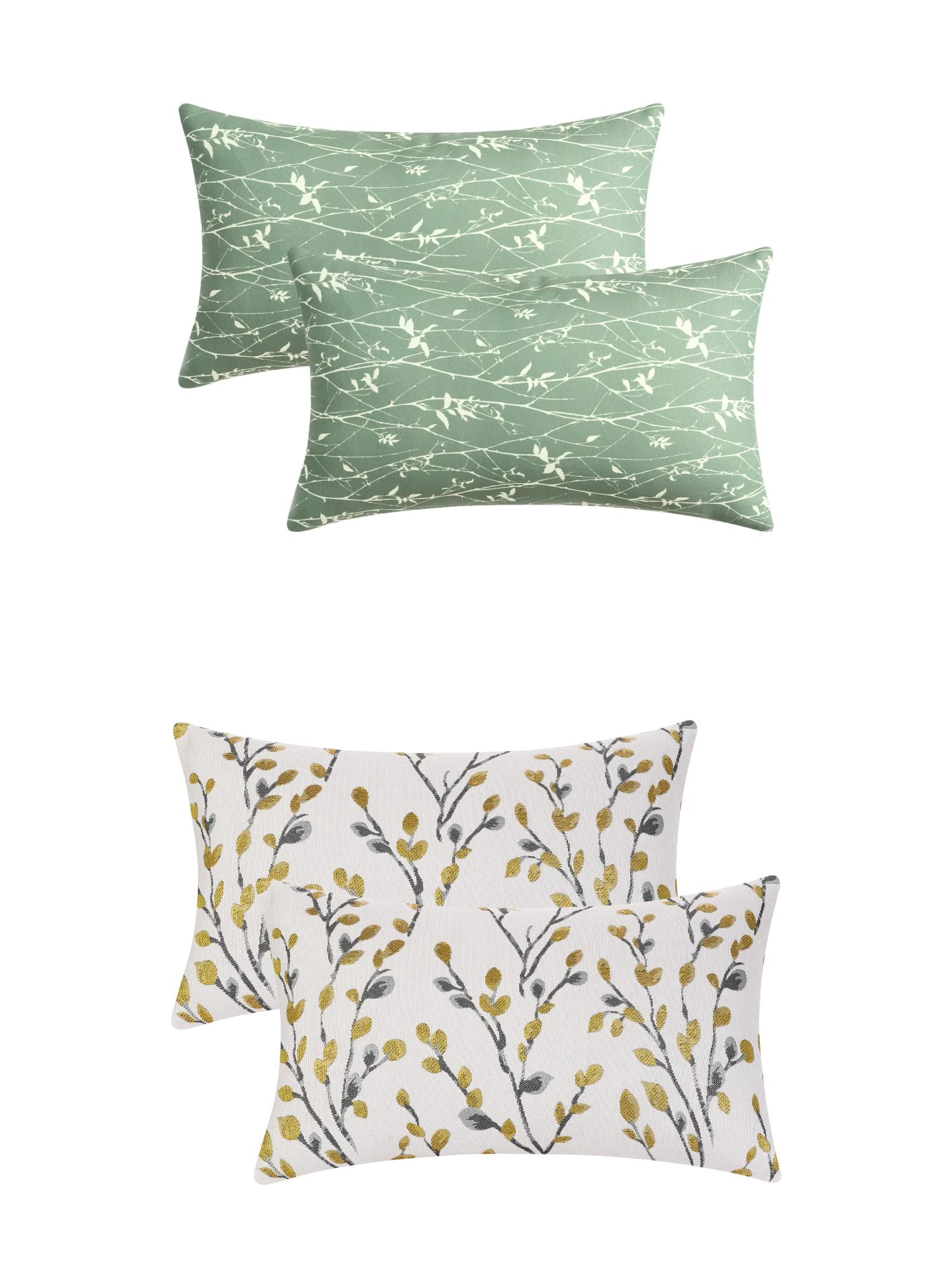 Unique Bargains 4 Pcs Floral Throw Pillow Covers Yellow Flower/Flower-2 12" x 20"