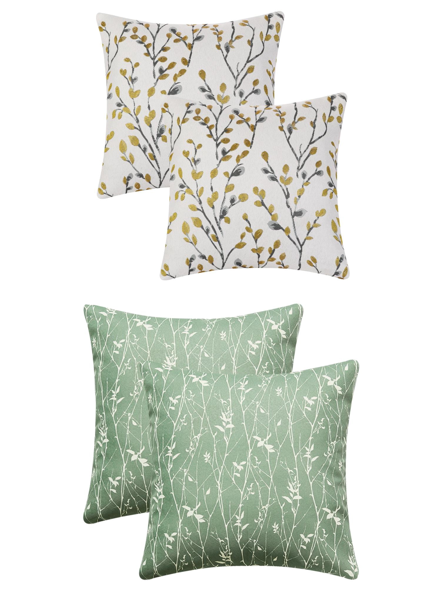 Unique Bargains 4 Pcs Floral Throw Pillow Covers Yellow Flower/Flower-2 18" x 18"