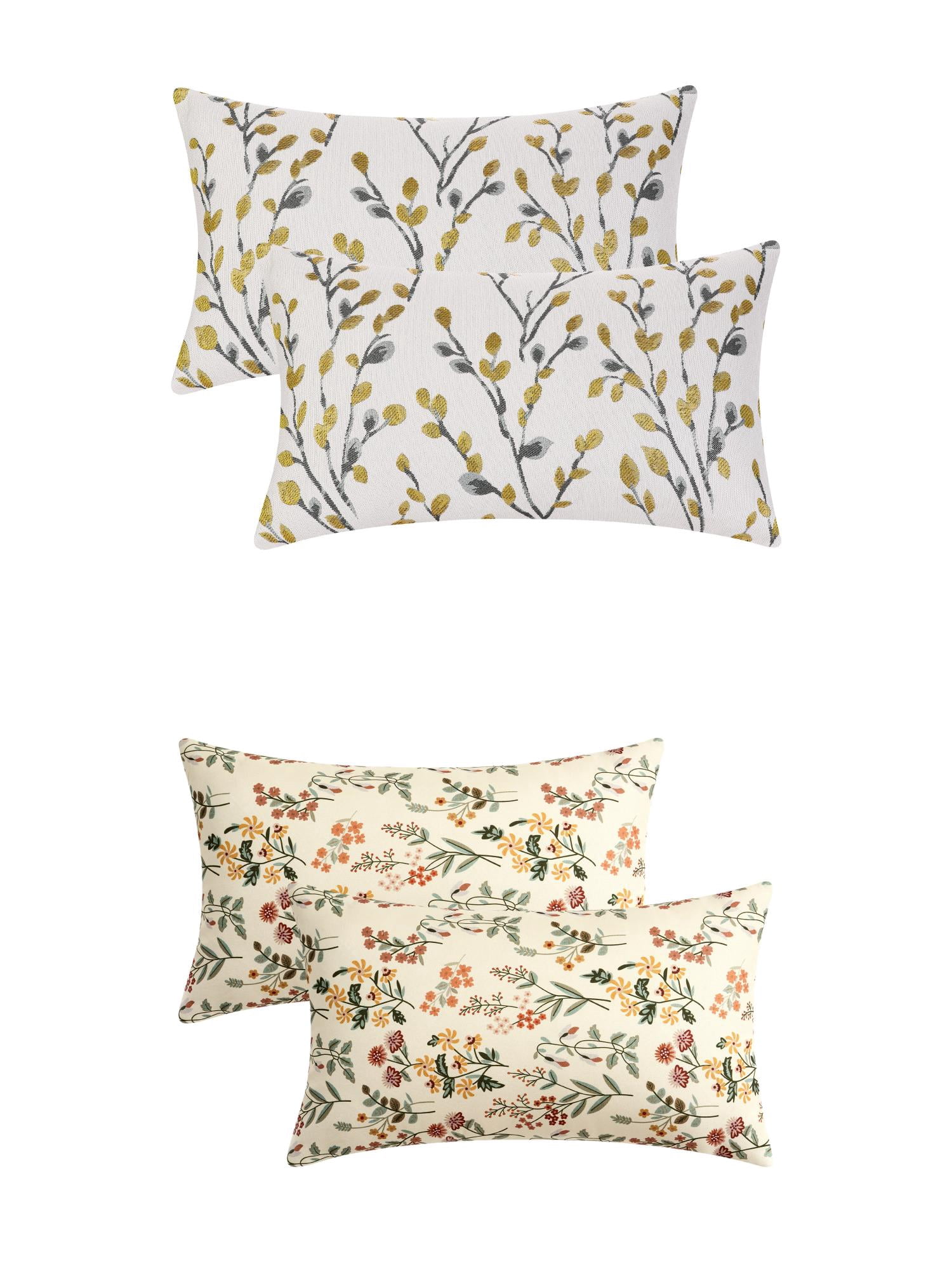 Unique Bargains 4 Pcs Floral Throw Pillow Covers Yellow Flower/Flower-4 12" x 20"