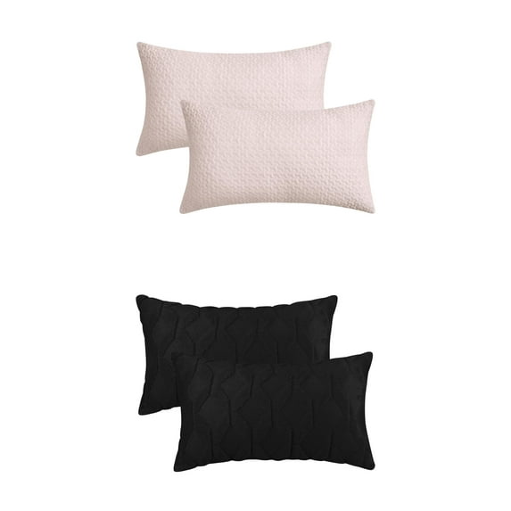 Unique Bargains 4 Pcs Geometric Cozy Pillow Covers Black/Beige 12" x 20"