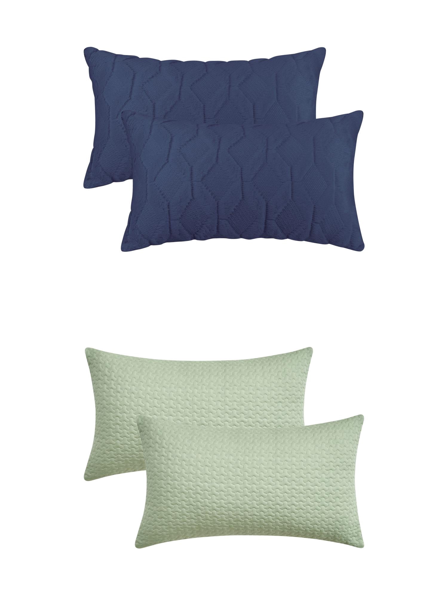 Unique Bargains 4 Pcs Geometric Cozy Pillow Covers Dark Blue/Green 12" x 20"