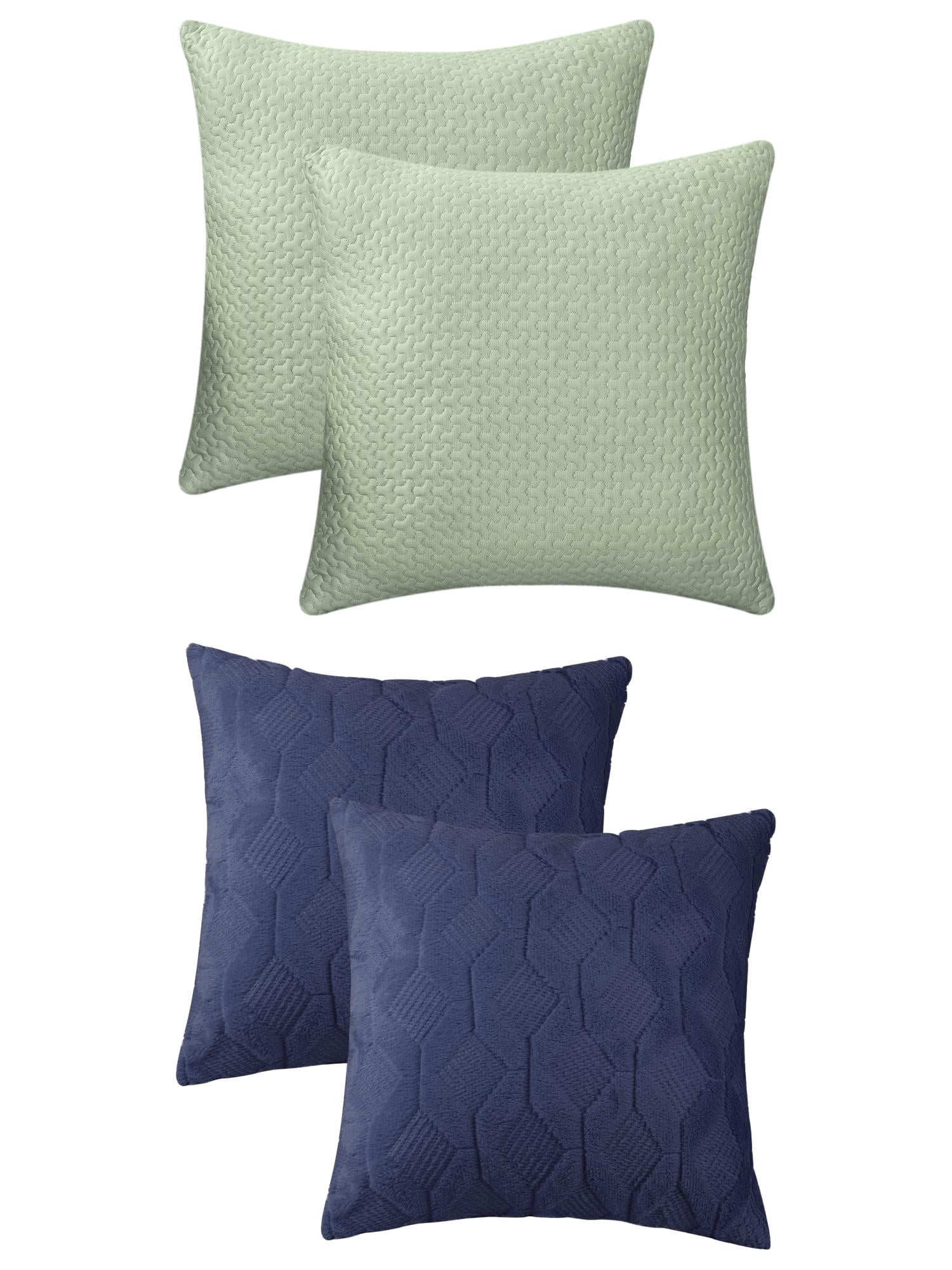 Unique Bargains 4 Pcs Geometric Cozy Pillow Covers Dark Blue/Green 18" x 18"