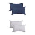 thumbnail image 1 of Unique Bargains 4 Pcs Geometric Cozy Pillow Covers Dark Blue/Light Grey 12" x 20", 1 of 6