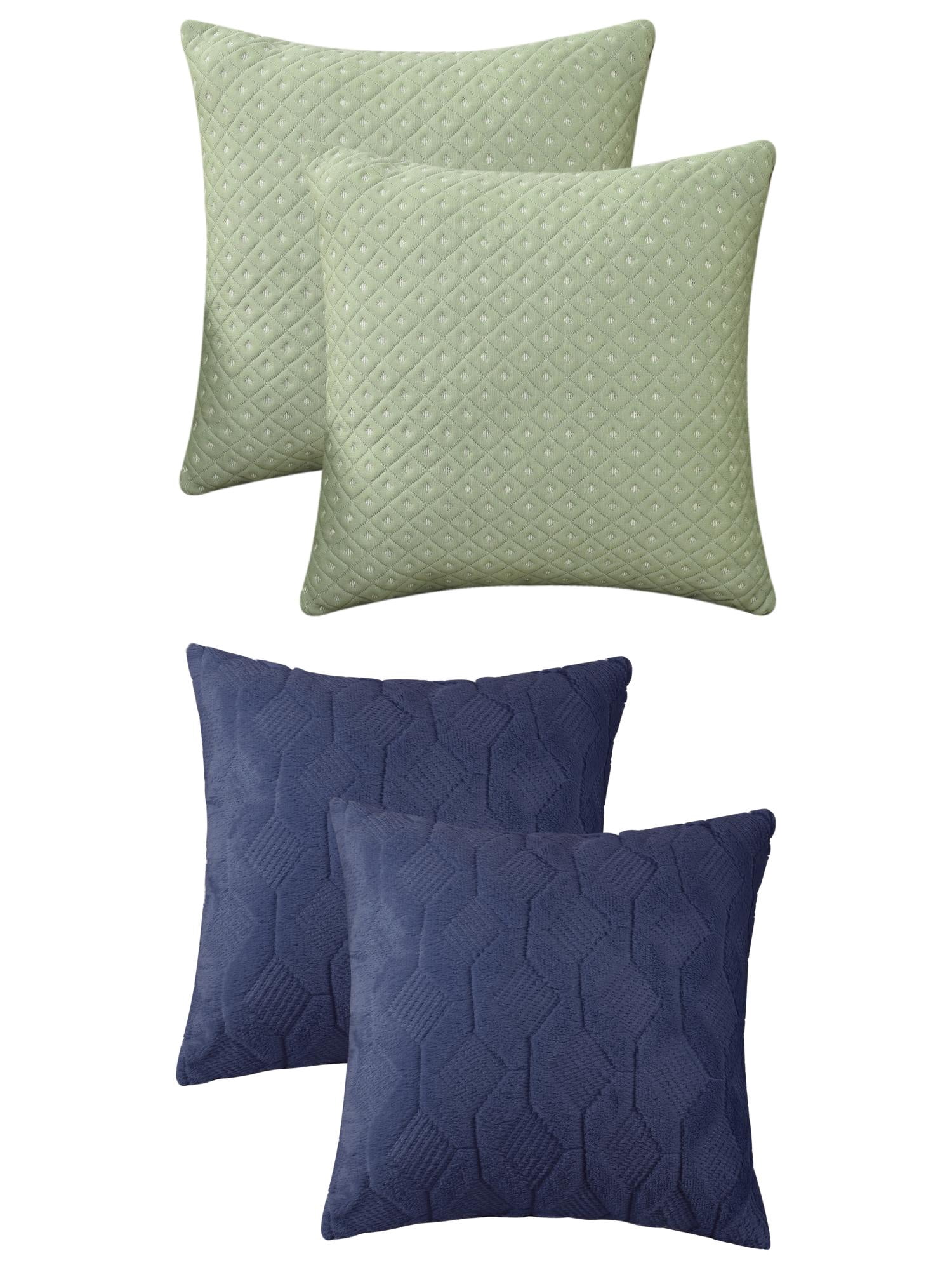 Unique Bargains 2 Set Soft Plush Decorative Throw Pillow Covers Dark Blue/Green 18" x 18"