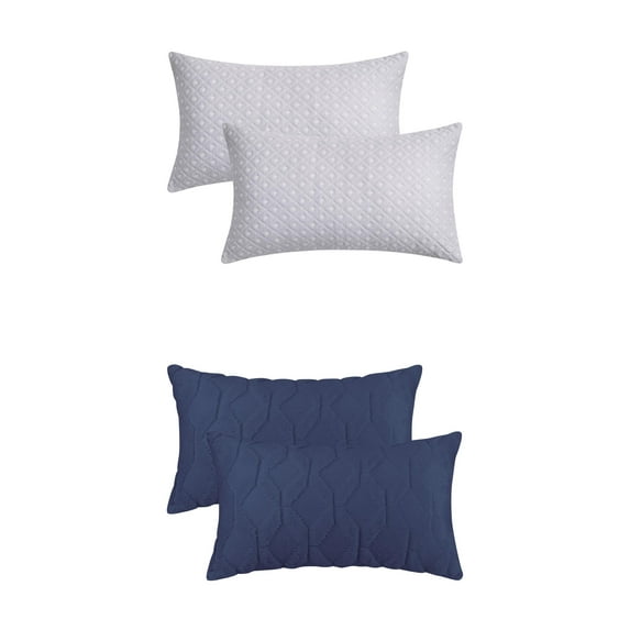 Unique Bargains 4 Pcs Geometric Throw Pillowcases for Sofa Dark Blue/Light Gray 12" x 20"