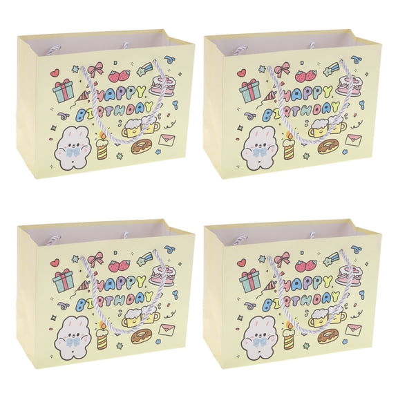 Unique Bargains 4 Pcs Gift Bags Cartoon Animal Gift Packaging Yellow