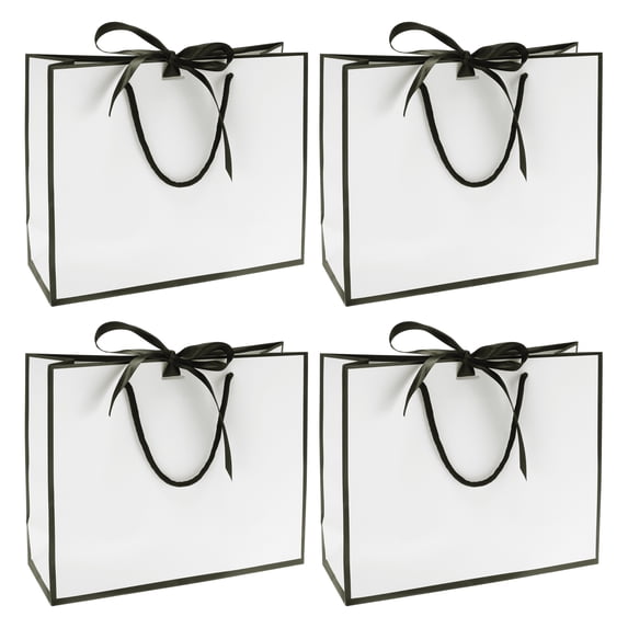 Unique Bargains 4 Pcs Gift Bags Solid Color Design Gift Packaging Black White