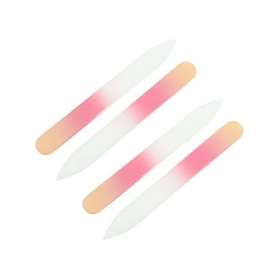 Unique Bargains 4 Pcs Glass Multifunctional Nail File Manicure Tool Small Yellow Red