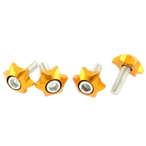 Unique Bargains 4 Pcs Gold Tone Stars Shaped License Plate Bolts Screws for Car Auto