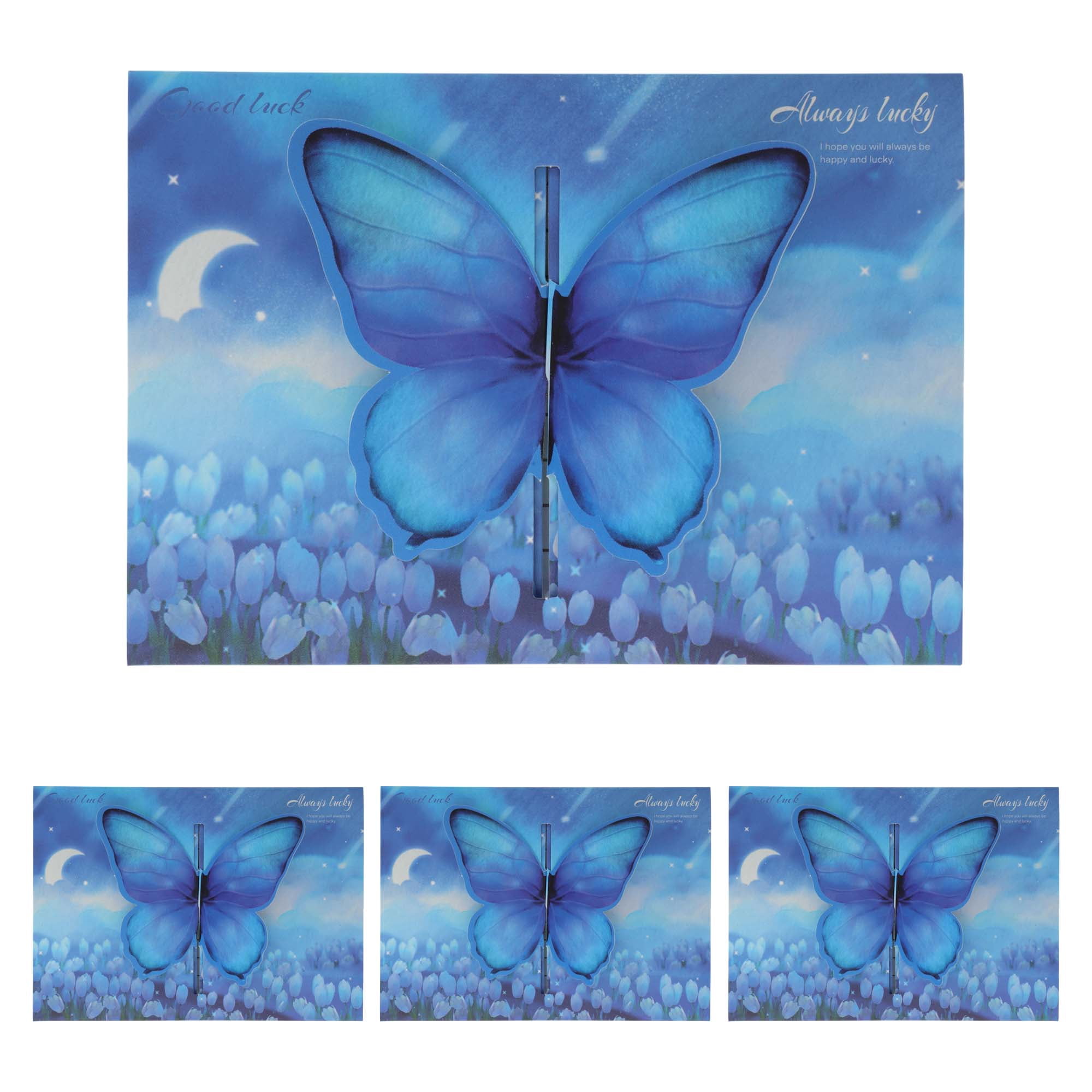 Unique Bargains 4 Pcs Greeting Cards with Butterfly Pattern for All Occasions Blue