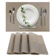 thumbnail image 1 of Unique Bargains 4 Pcs Grid Style Placemats PET Heat Resistant Washable Table Mats Brown, 1 of 6