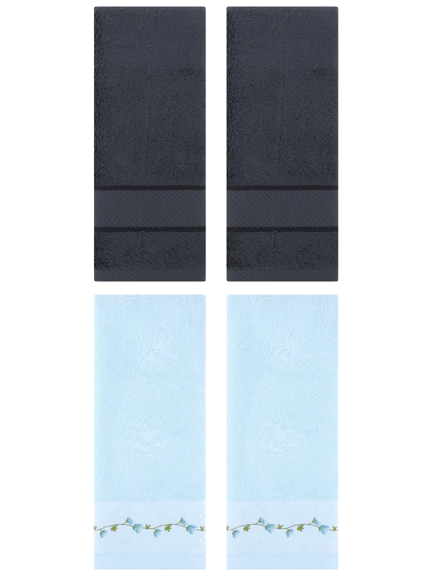 Unique Bargains 4 Pcs Hand Towel Dark Grey/Blue 14" x 30"/13" x 29"