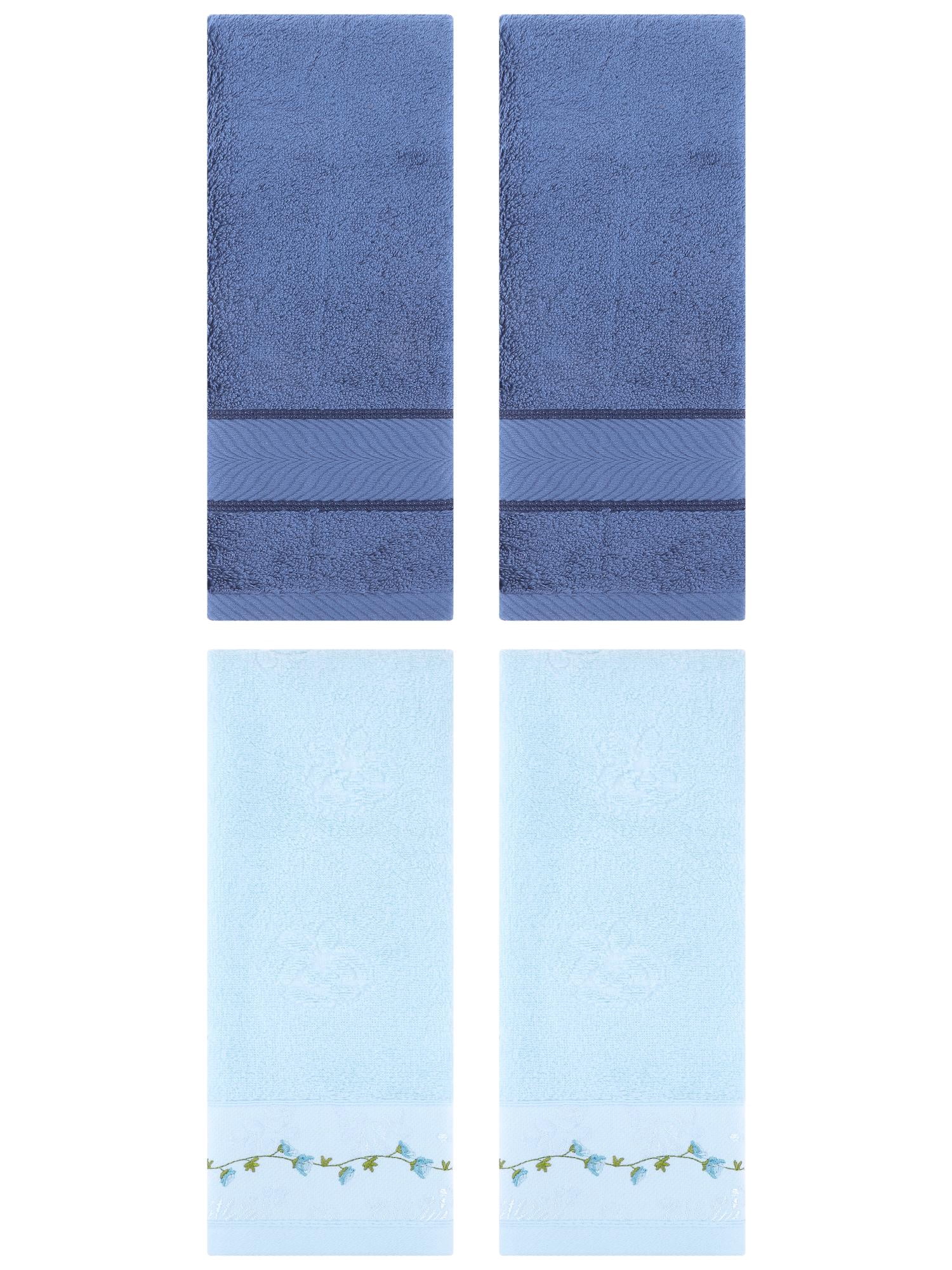 Unique Bargains 4 Pcs Hand Towel Light Blue/Blue 14" x 30"/13" x 29"