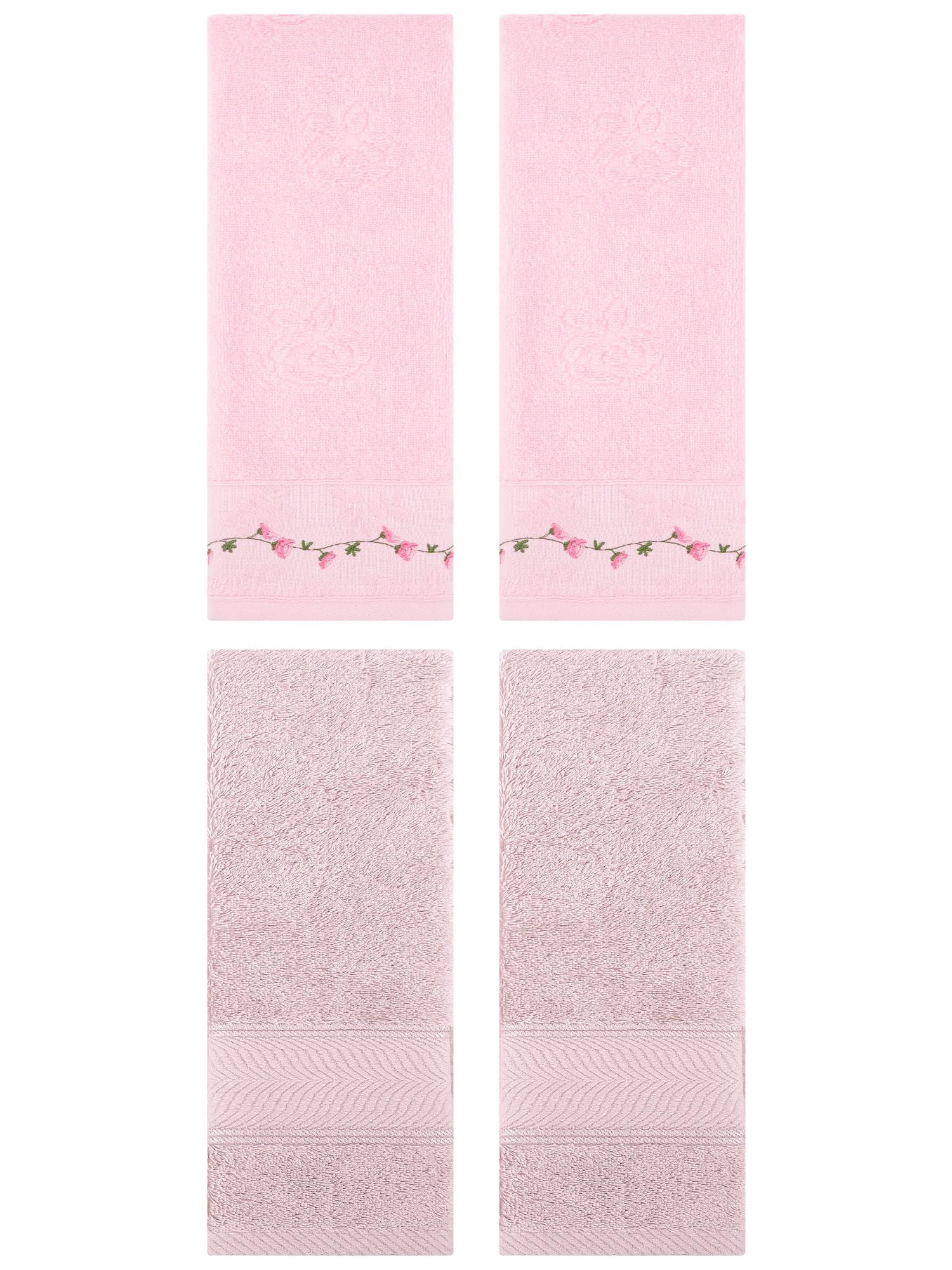Unique Bargains 4 Pcs Hand Towel Light Pink/Pink 14" x 30"/13" x 29"