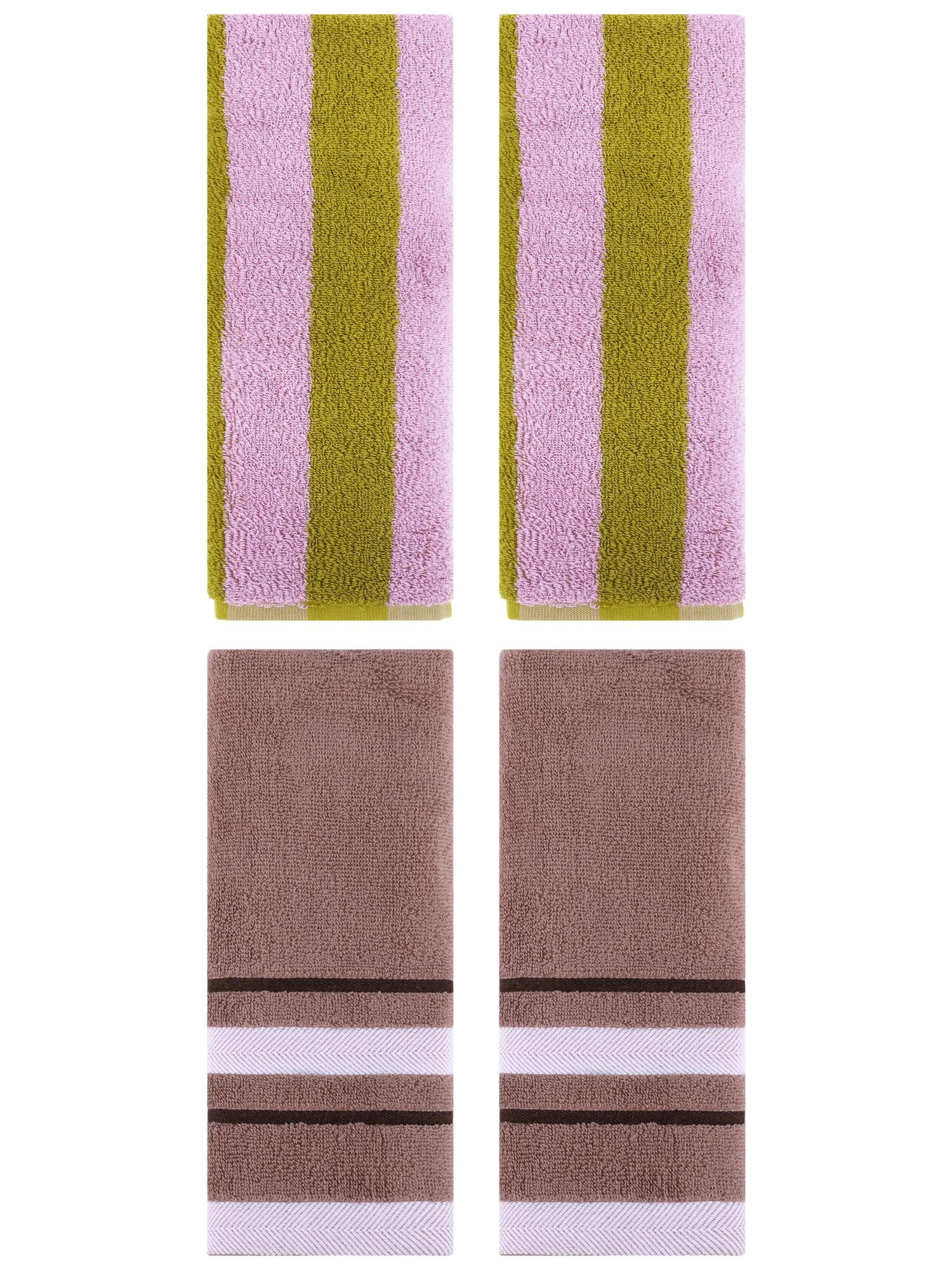 Unique Bargains 4 Pcs Hand Towel Purple Orange/Beige 14" x 30"/13" x 29"
