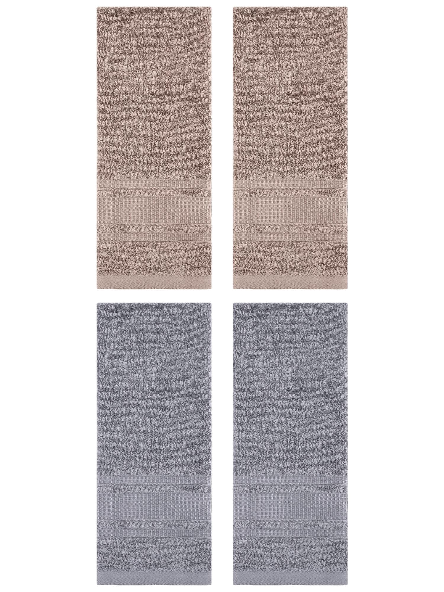 Unique Bargains 4 Pcs Hand Towel Set of 2 for Bathroom 13" x 29" Brown/Grey