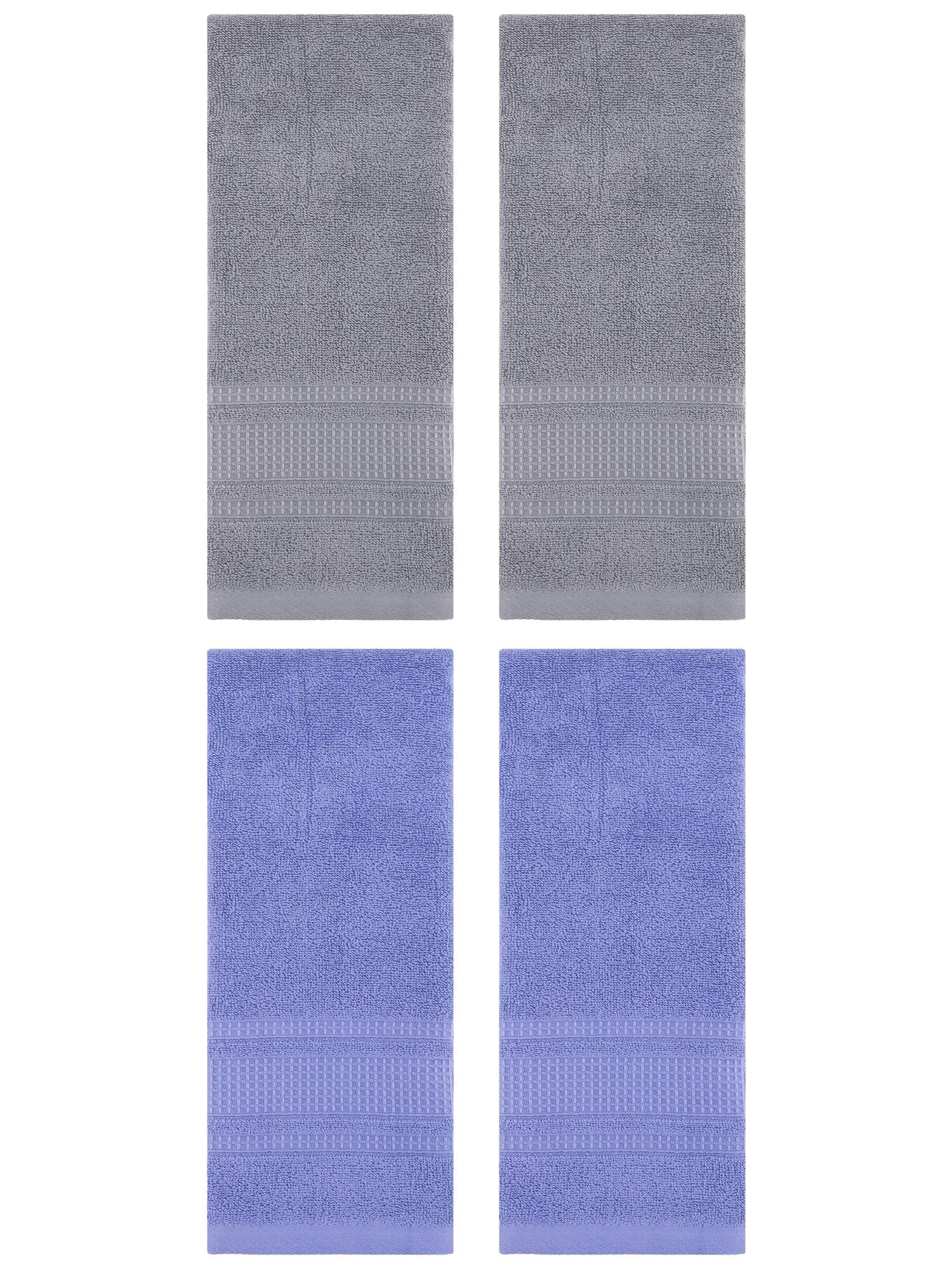 Unique Bargains 4 Pcs Hand Towel Set of 2 for Bathroom 13" x 29" Dark Blue/Grey