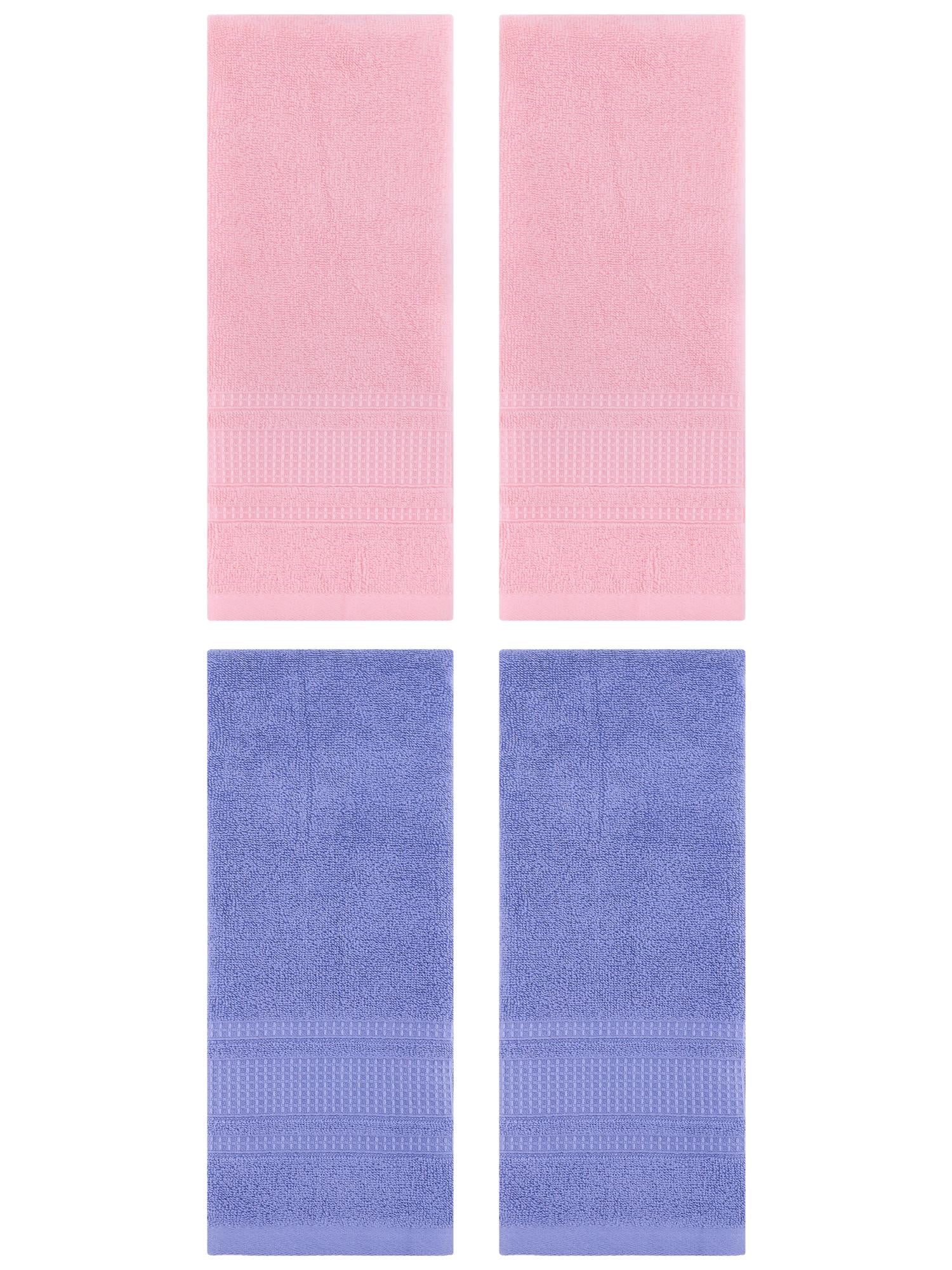 Unique Bargains 4 Pcs Hand Towel Set of 2 for Bathroom 13" x 29" Dark Blue/Pink
