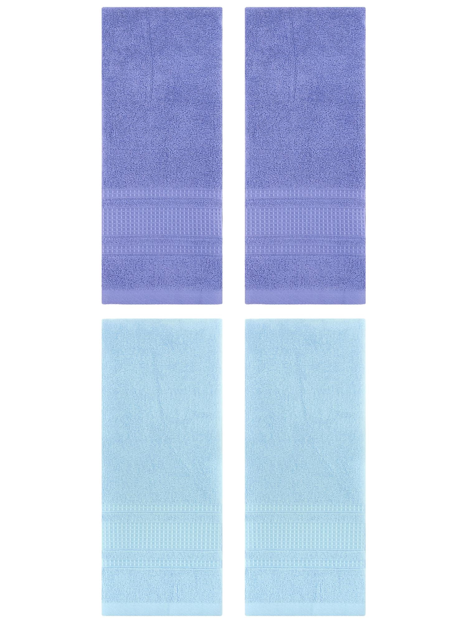Unique Bargains 4 Pcs Hand Towel Set of 2 for Bathroom 13" x 29" Light Blue/Dark Blue