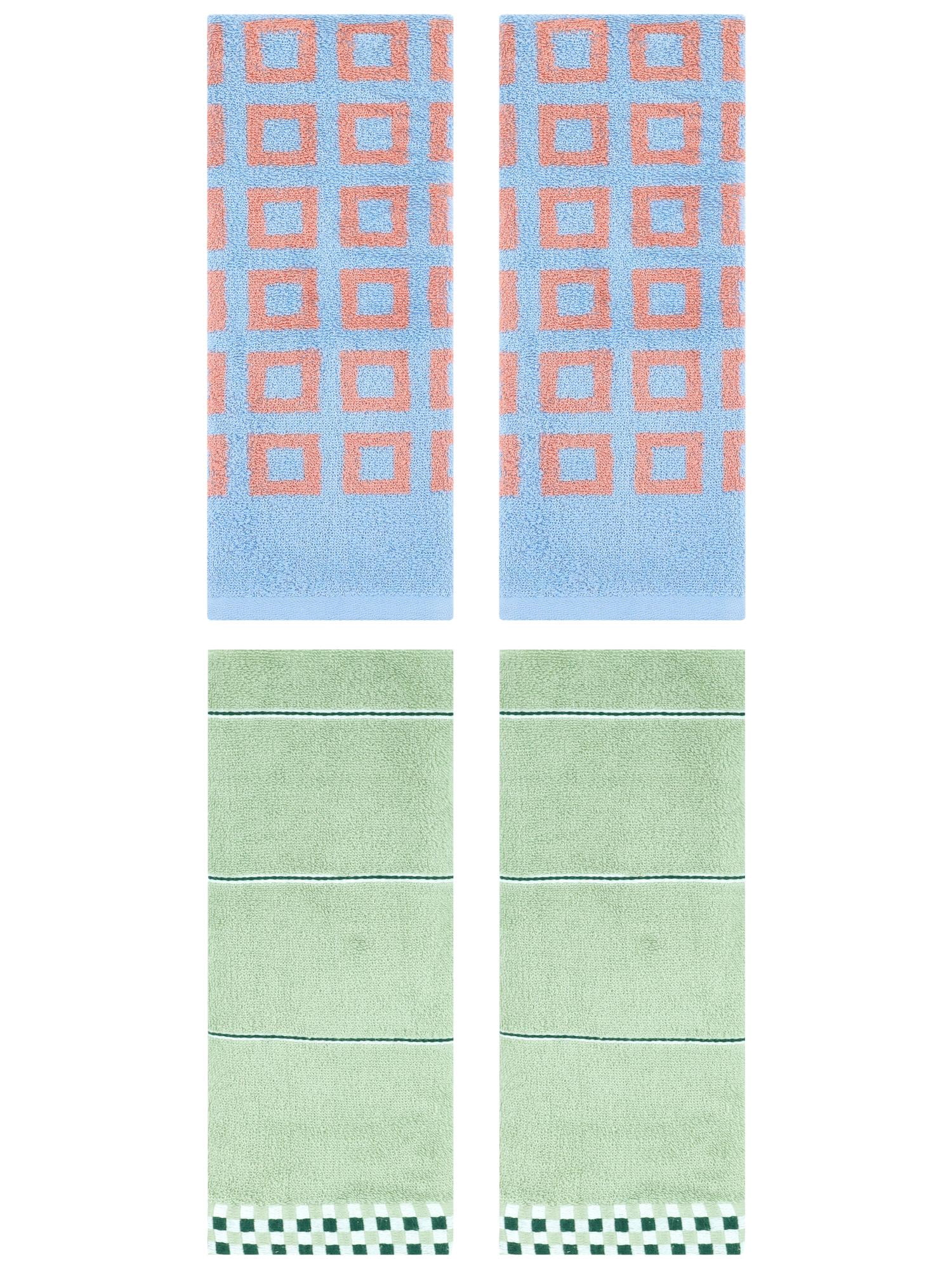 Unique Bargains 4 Pcs Hand Towel for Kitchen Blue/Green 14" x 30"/13" x 29"