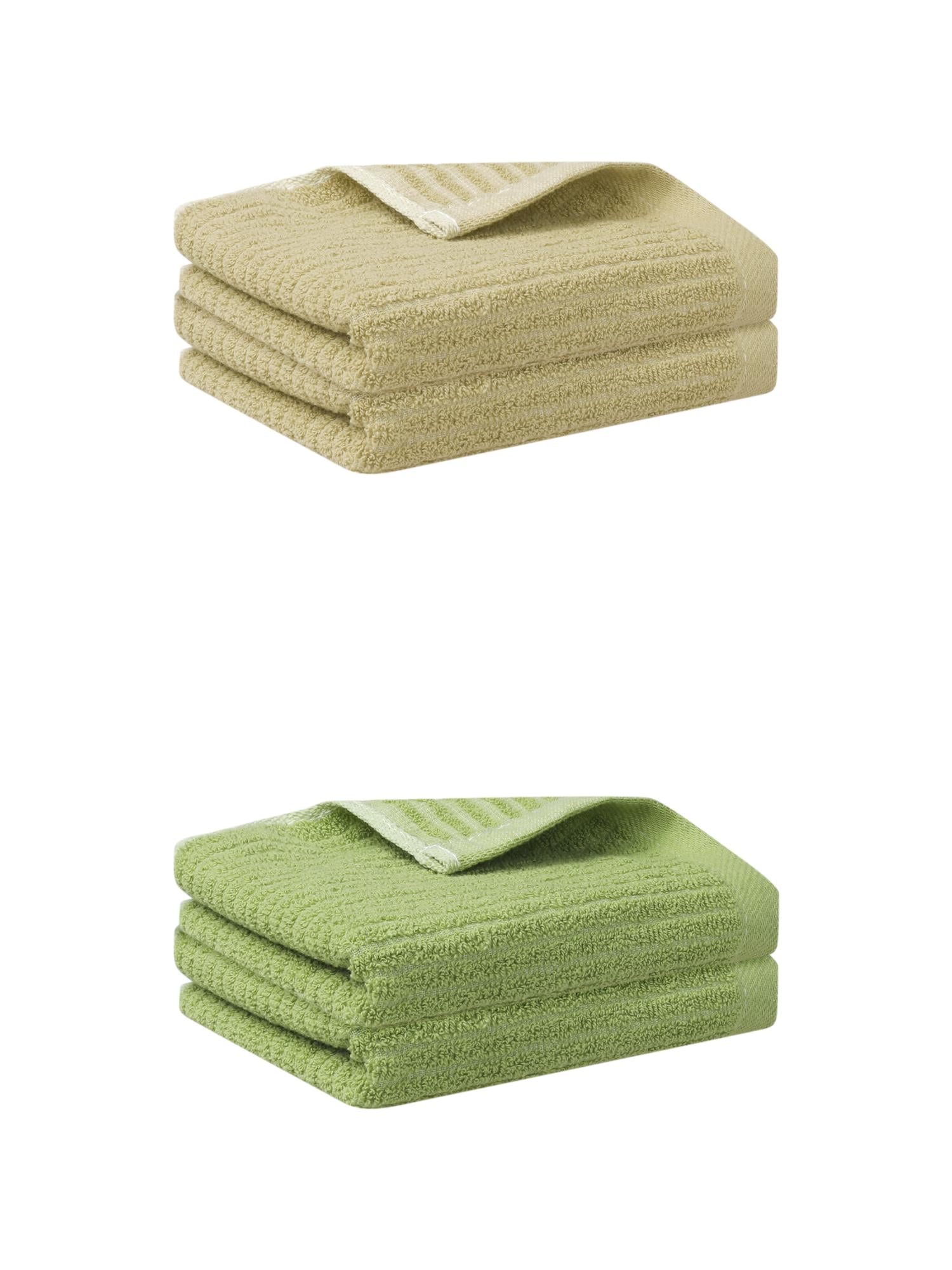 Unique Bargains 4 Pcs Hand Towels Absorbent Towel Green/Khaki 13" x 29"