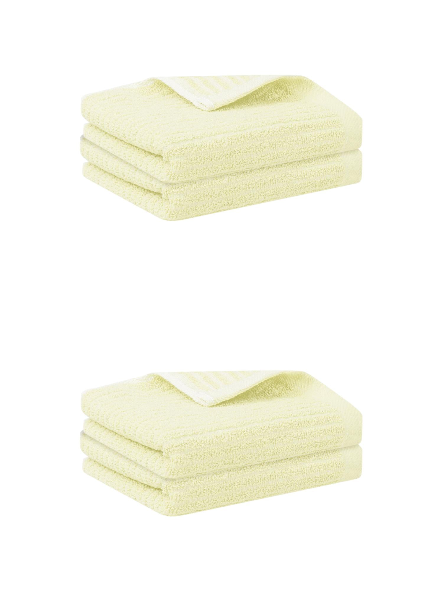 Unique Bargains 4 Pcs Hand Towels Absorbent Towel Light Yellow 13" x 29"