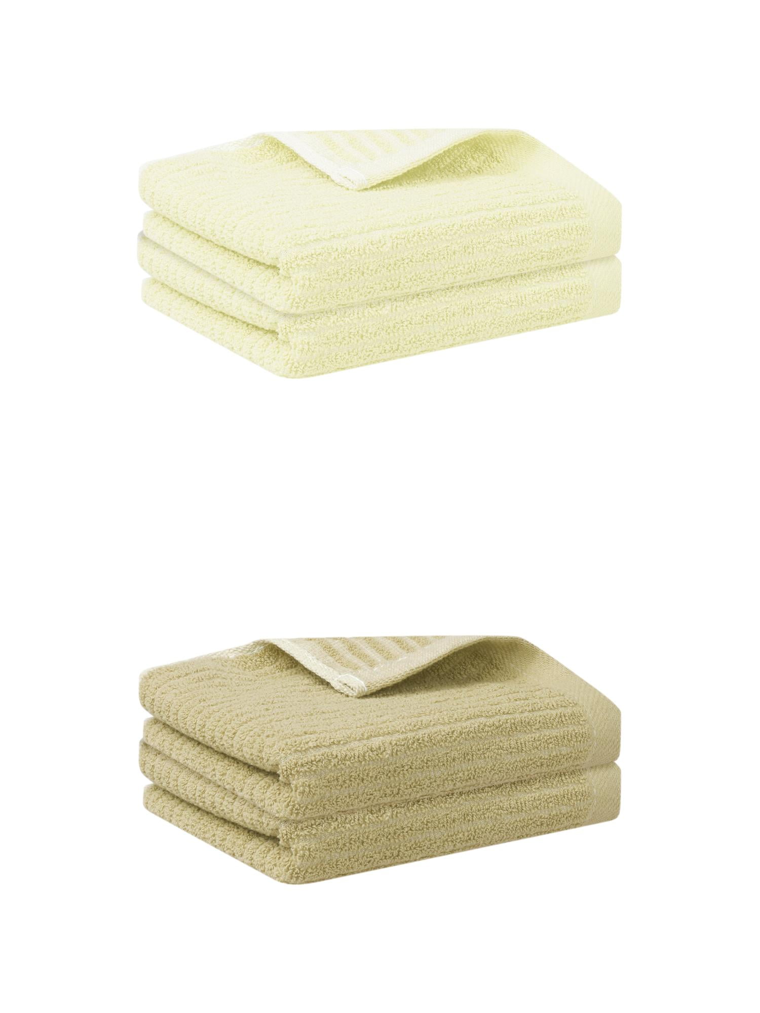 Unique Bargains 4 Pcs Hand Towels Absorbent Towel Light Yellow/Khaki 13