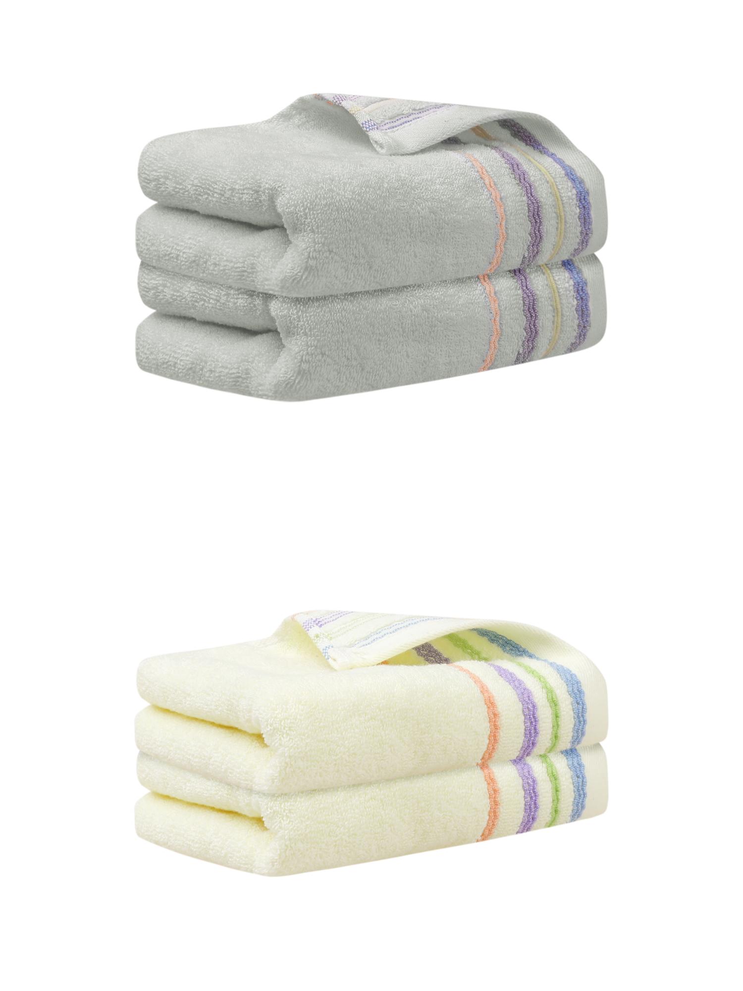 Unique Bargains 4 Pcs Hand Towels Quick Drying Towel Light Yellow/Light Grey 13"x30"
