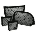thumbnail image 1 of Unique Bargains 4 Pcs Heart Shape Print Mesh Makeup Bag Mesh Bags with Zipper Make Up Bags for Women Black, 1 of 7