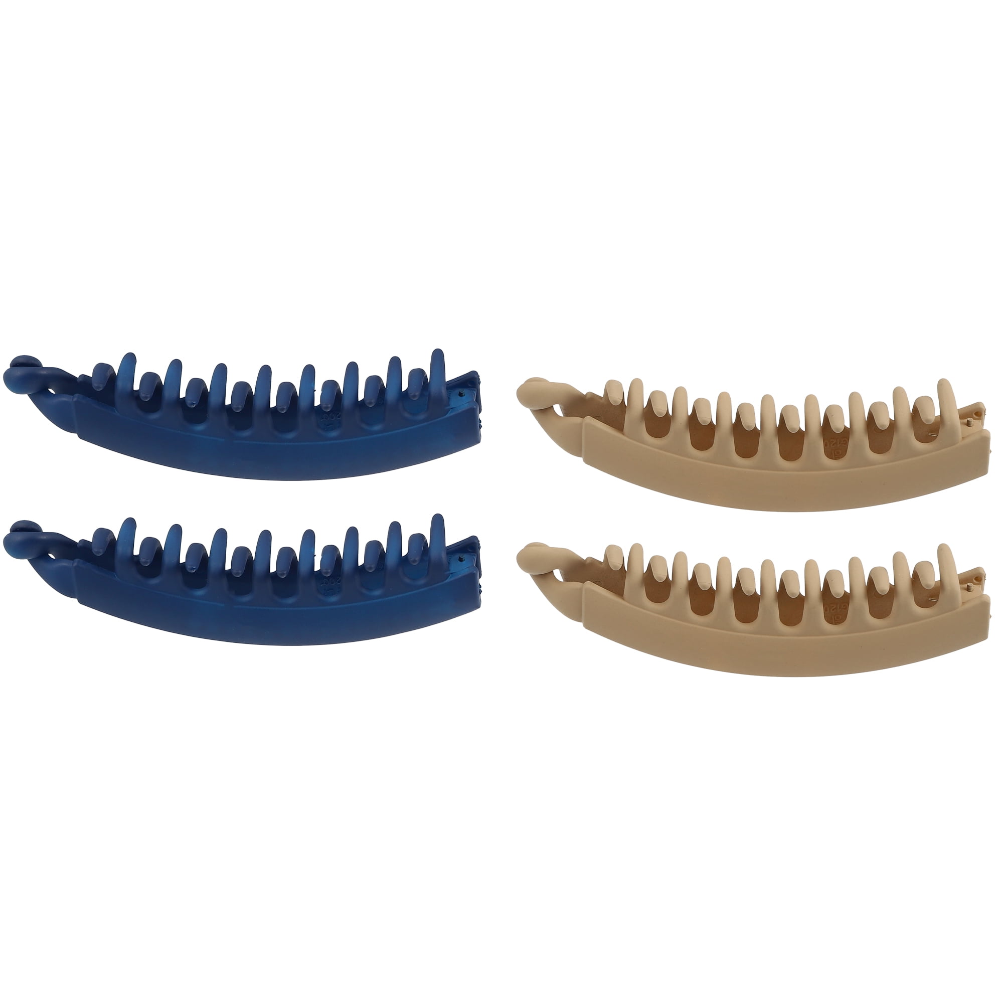Unique Bargains 4 Pcs Interlocking Ponytail Banana Clip Hair Accessories Clip Blue Brown
