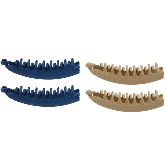 Unique Bargains 4 Pcs Interlocking Ponytail Banana Clip Hair Accessories Clip Blue Brown