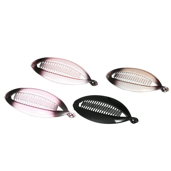 Unique Bargains 4 Pcs Interlocking Ponytail Banana Clip Hair Accessories Purple Pink Black Brown
