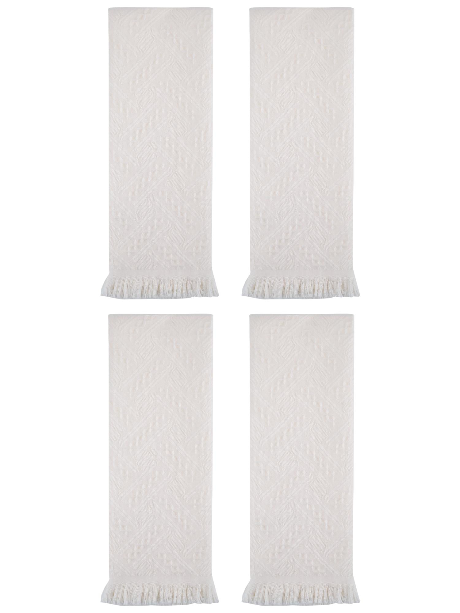 Unique Bargains 4 Pcs Jacquard Pattern Soft Hand Towel Set 13" x 29" Beige