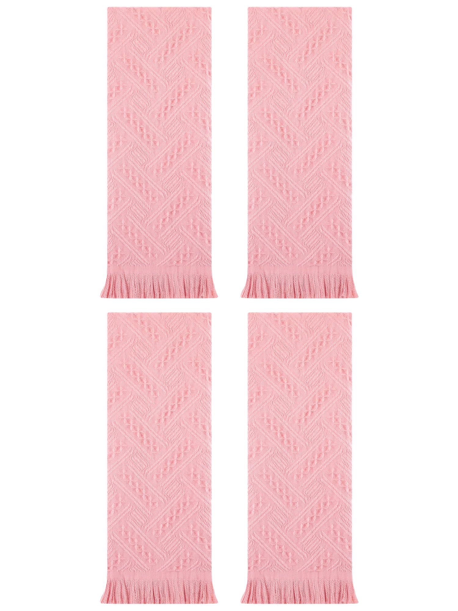Unique Bargains 4 Pcs Jacquard Pattern Soft Hand Towel Set 13" x 29" Pink
