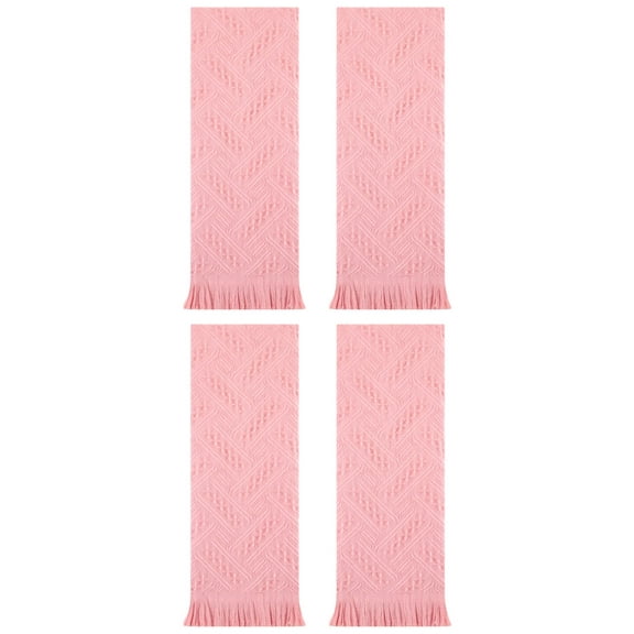 Unique Bargains 4 Pcs Jacquard Pattern Soft Hand Towel Set 13" x 29" Pink