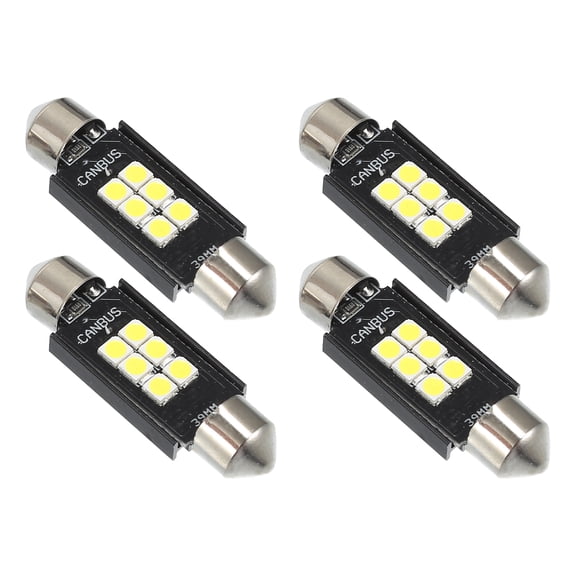 Unique Bargains 4 Pcs LED Map Light Dome Bulb Bright Light 39mm 3030 6SMD Car LED Light Bulb White LED