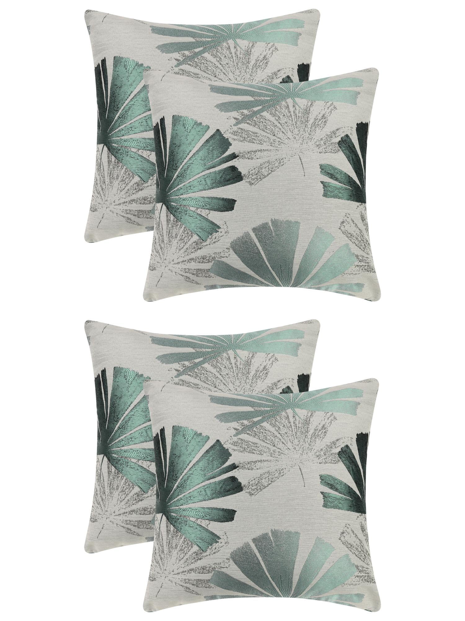 Unique Bargains 4 Pcs Leaf Pattern Cushion Cases Decorative Throw Pillow Covers Green 18" x 18"